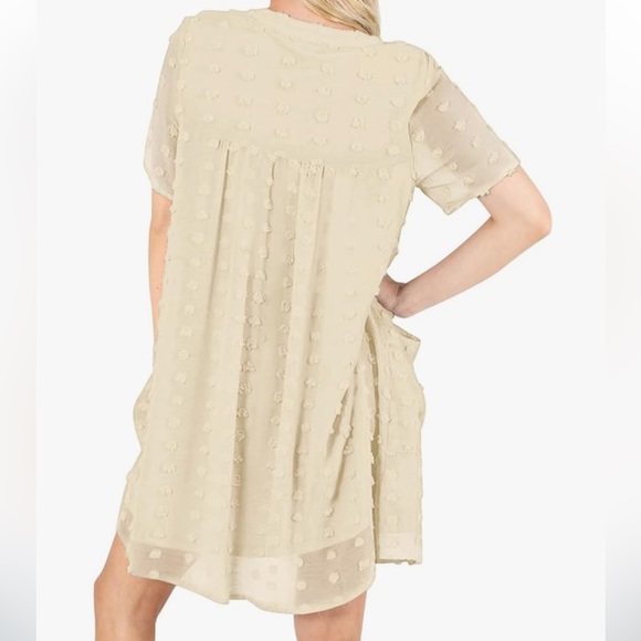 Chiffon Swiss Dot Flowy Mini Dress - Picture 2 of 7